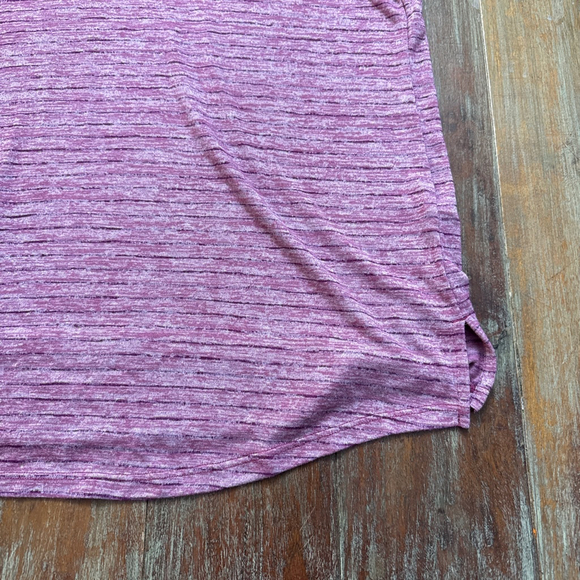 Athleta Heathered Pink Purple Stripe Breezy Scoop V-Neck Tee Short Sleeve XL - Picture 5 of 12